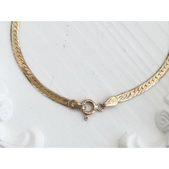 Italian Made Herringbone 925 Sterling Silver Vintage Lobster Enclosure Bracelet - Picture 8 of 8